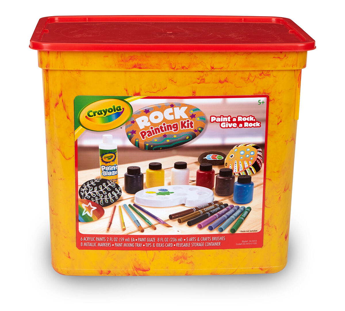 Crayola Rock Painting Kit, with 6 Crayola Kids’ Paints; 8 Crayola