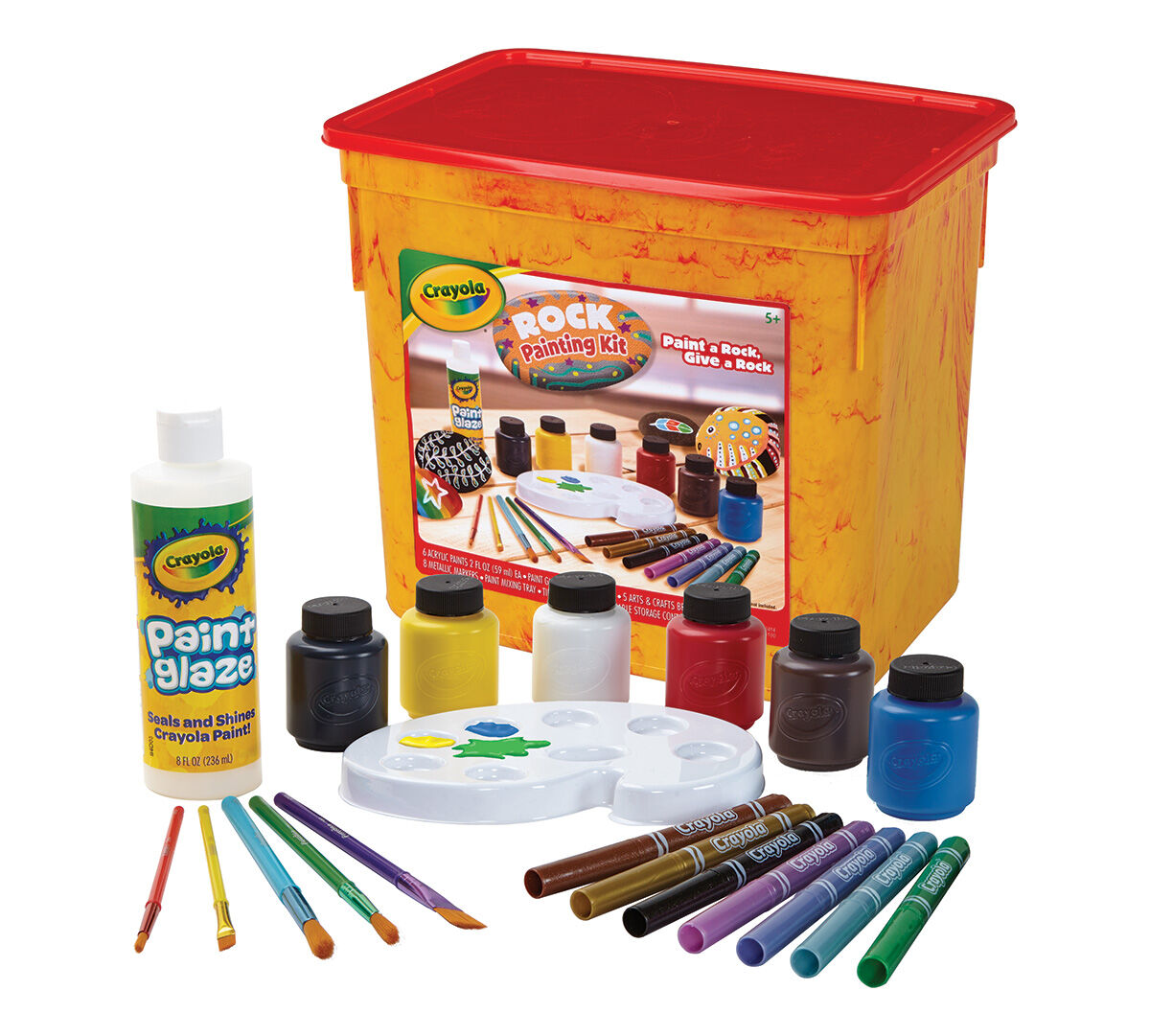 Crayola Rock Painting Kit, with 6 Crayola Kids’ Paints; 8 Crayola