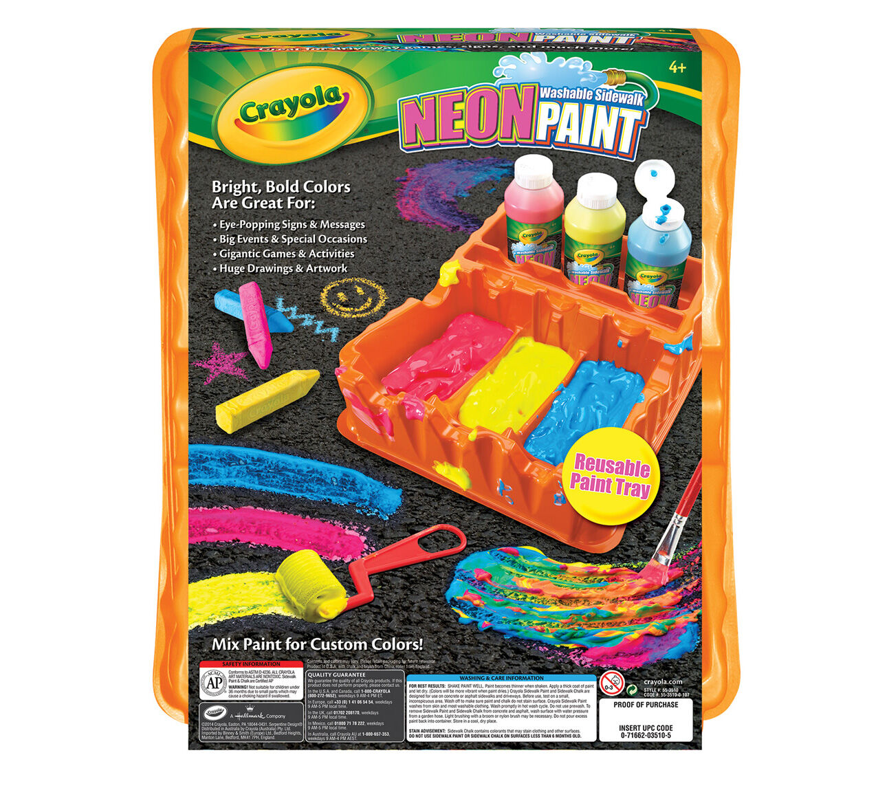 Washable Sidewalk Neon Paint Tray Crayola