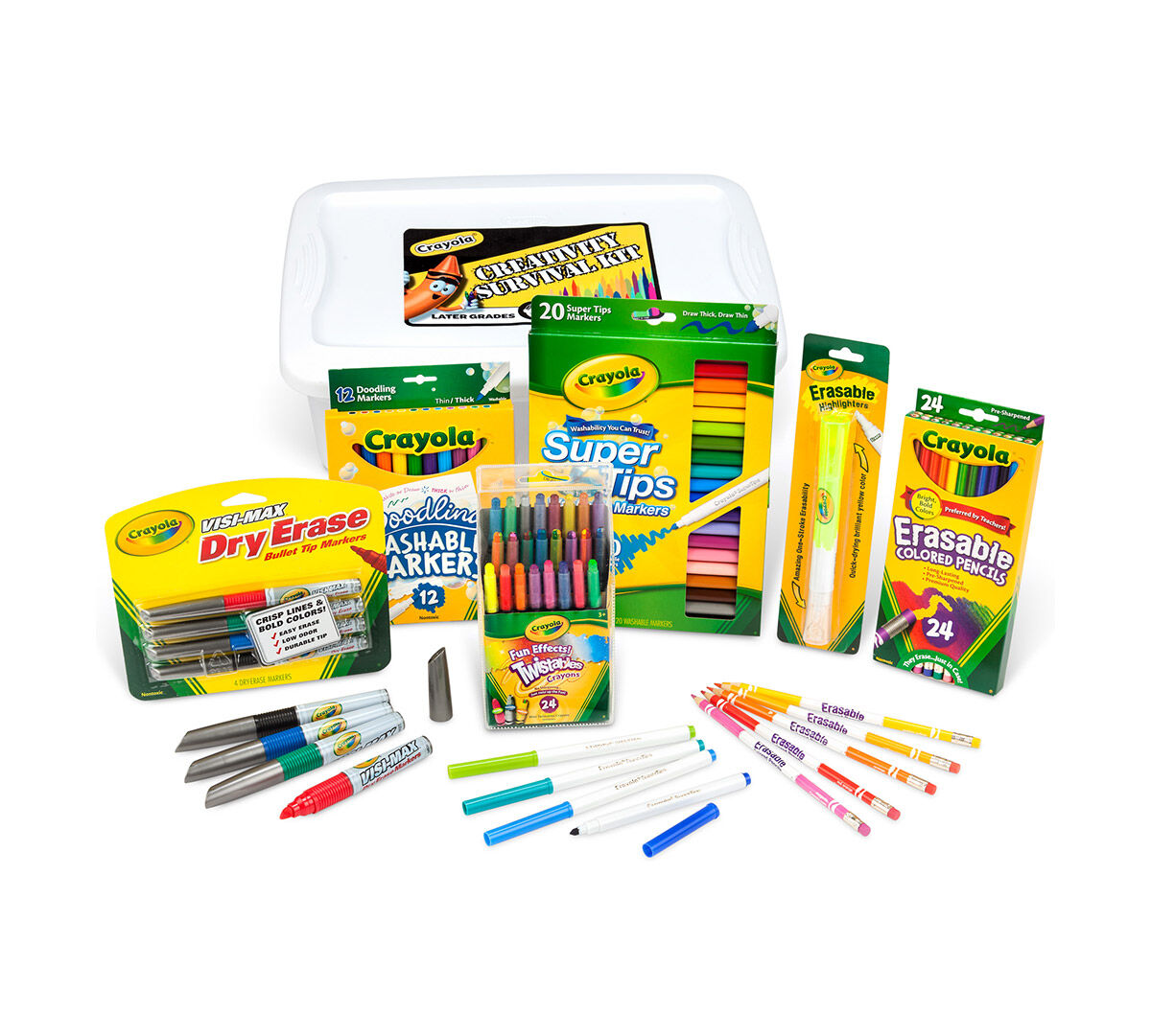 Deluxe Back to School Supplies Kit with Markers & Highlighter (Grades 4