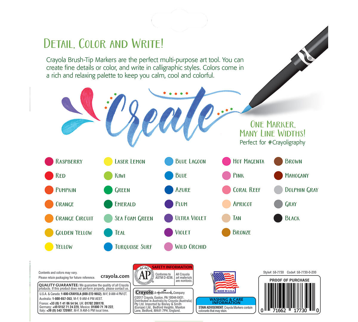 Crayola Fine BrushTip Markers, 32 Count; Art Tools; Versatile