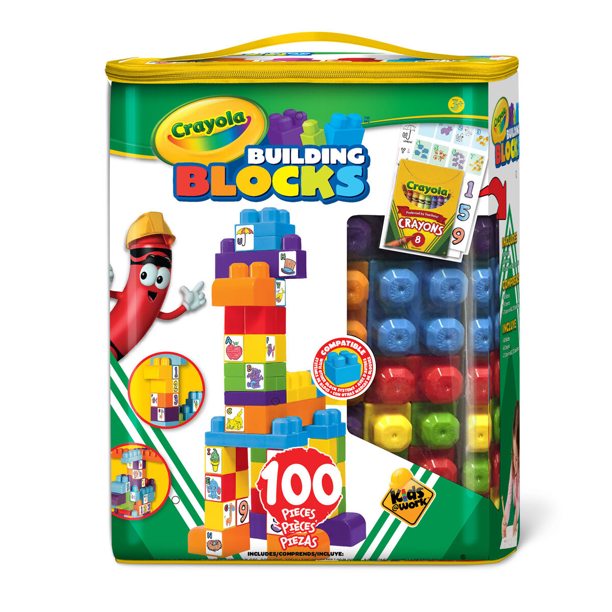 <p>This Crayola Building Blocks set comes in an easy to carry tote - great for storage once your child has finished building their own creations. Tote makes it easy to take on trips, or bring to a friends house for play. This set includes tons of blocks for building whatever the imagination dreams up. Decals and a box of 8 crayons are included in this set for coloring, ABC's and 123 learn-n-play. Complete with 90 count Amloid blocks, 2 sticker sheets, and a Crayola 8 ct crayon pack!</p>