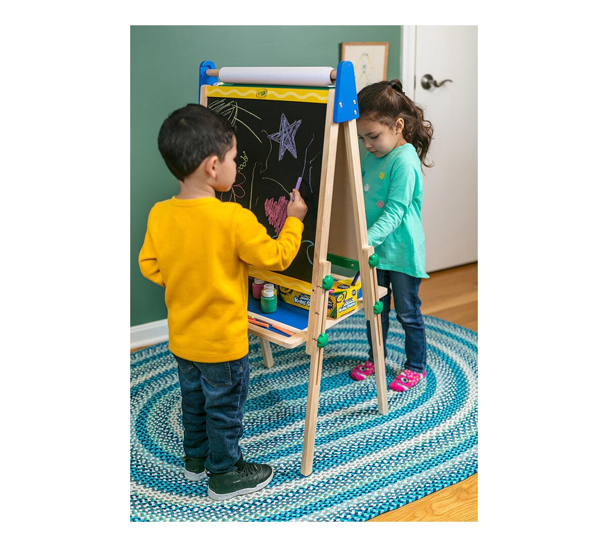 Crayola Kid S Wooden Easel Dry Erase Board Chalkboard Gift For Kid S Wooden Art Easel