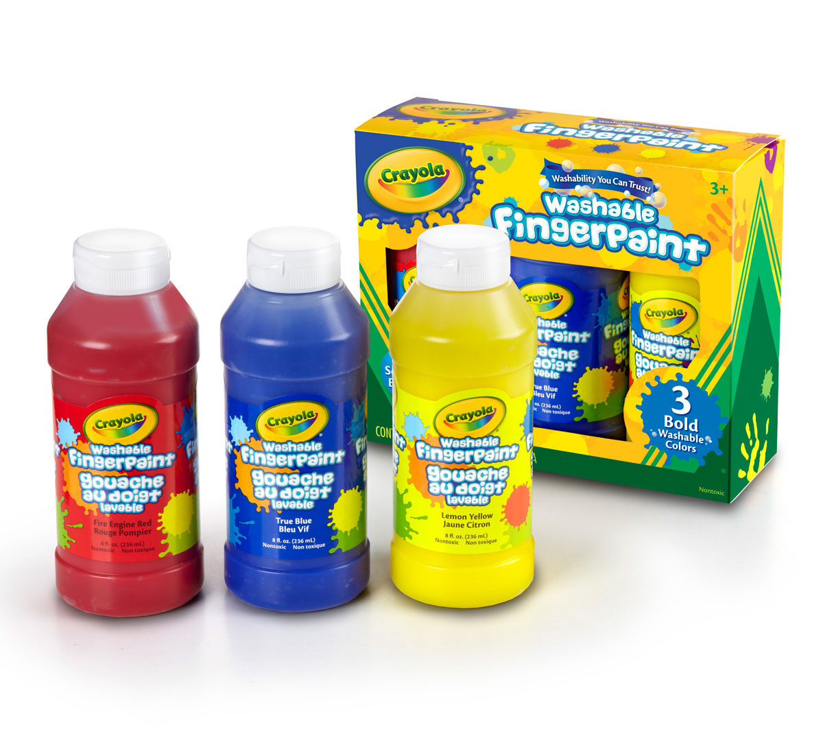 Washable Bold Fingerpaint, Primary Colors 3 ct. Crayola