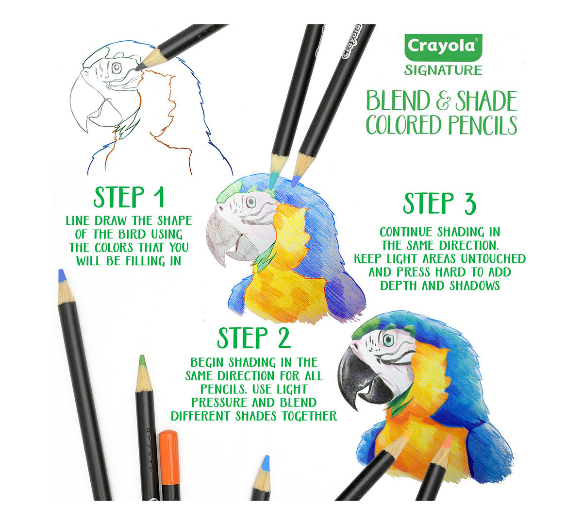 Crayola Signature; Blend & Shade Colored Pencils; 50 ct; Storage Tin