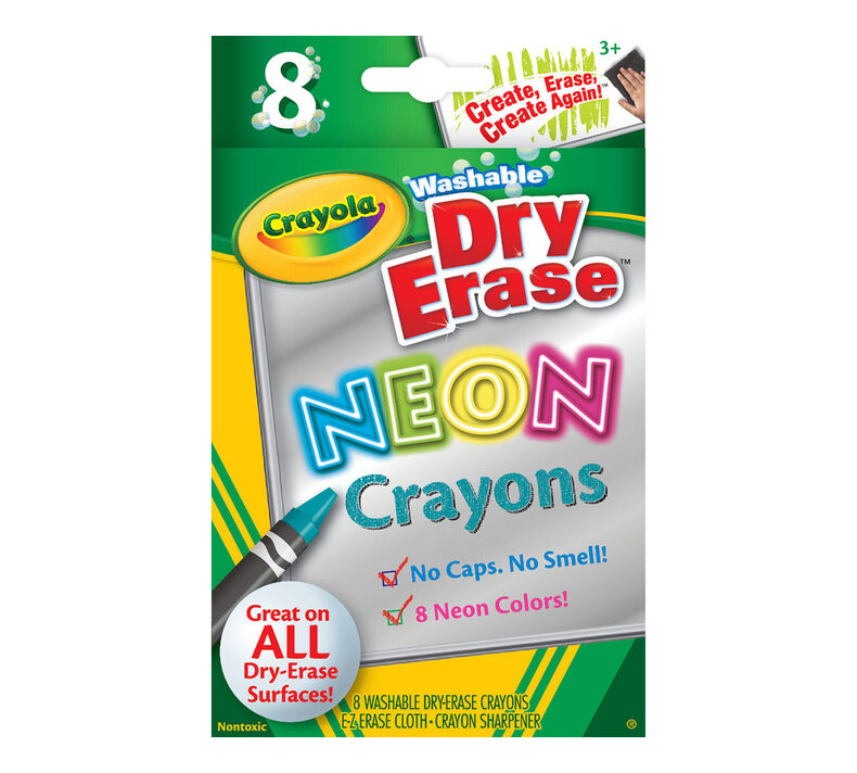 Neon Dry Erase Crayons, 8 Count