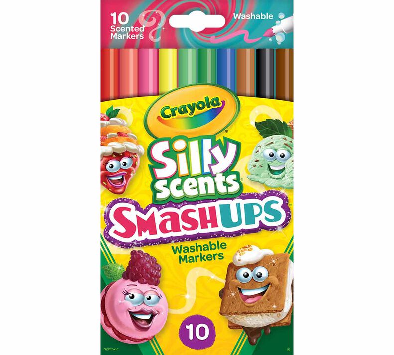 Crayola Silly Scents Smash Up Dual Ended Markers, Broad Tip, Assorted, 10/Pack