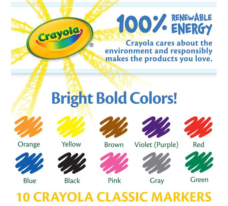 Crayola Fine Line Markers, Assorted Classic Colors pack Of 10 - School  Supply
