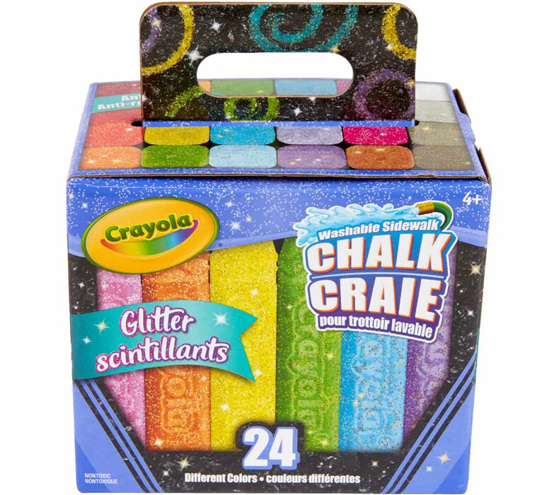 Washable Sidewalk Chalk, Glitter, 24 Count