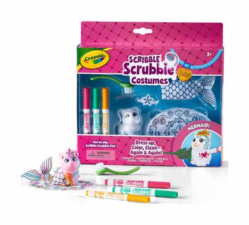 Scribble Scrubbie Pets Mermaid Playset packaging and contents