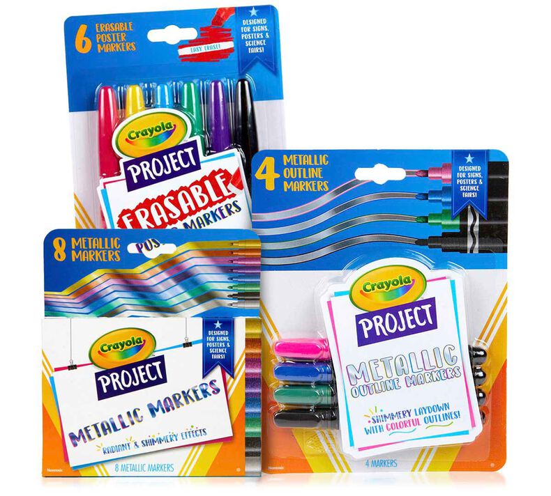 3-in-1 Project Marker Set with Erasable & Metallic Markers