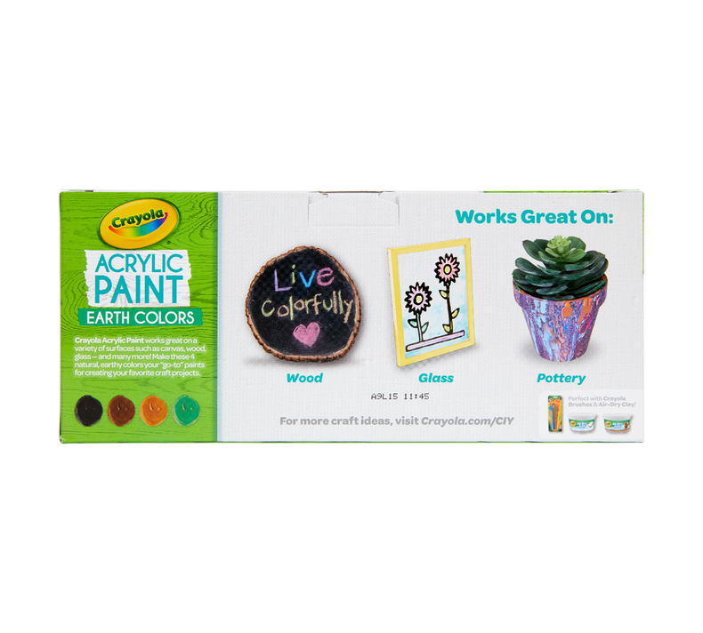 Multi-Surface Acrylic Paint, Earth Colors, 4 Count