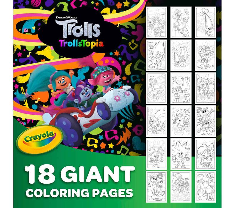 TrollsTopia Giant Coloring Pages, 18 Count