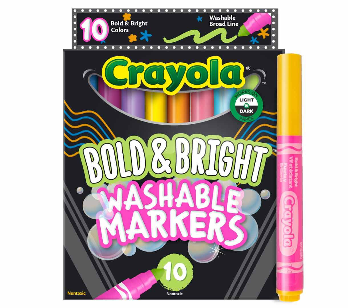 Bold & Bright Broad Line Washable Markers - 10 Count | Crayola.com