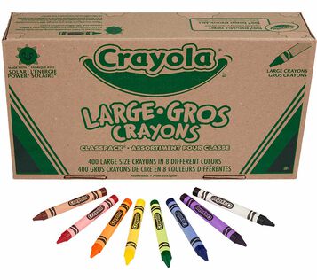 Large Crayon Classpack, 400 count, 8 colors. Front view with included colors.