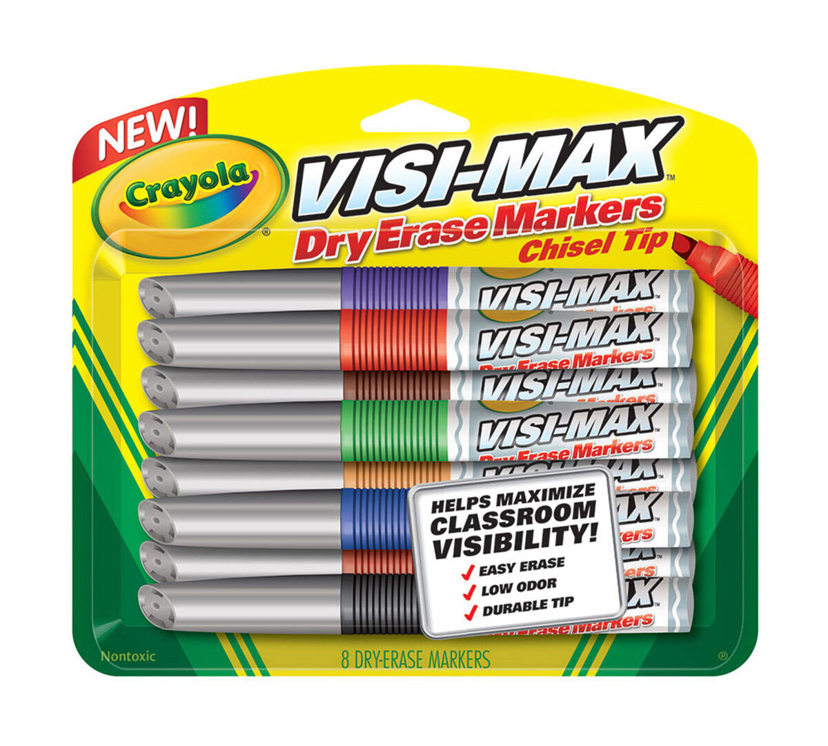 Crayola Dry Erase Marker punta dello scalpello visitatore-MAX massimizzare la visibilità Nuovo Spedizione gratuita 