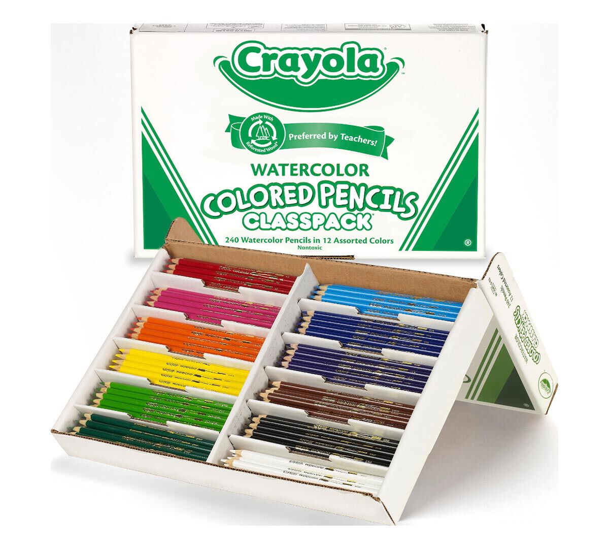 240 Count Watercolor Pencils Classpack, 12 Colors Crayola