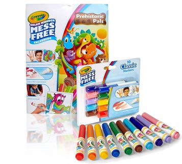 Color Wonder Mess Free Dinosaur Coloring Set.  Prehistoric Coloring Book and Color Wonder Classic Mini Markers.