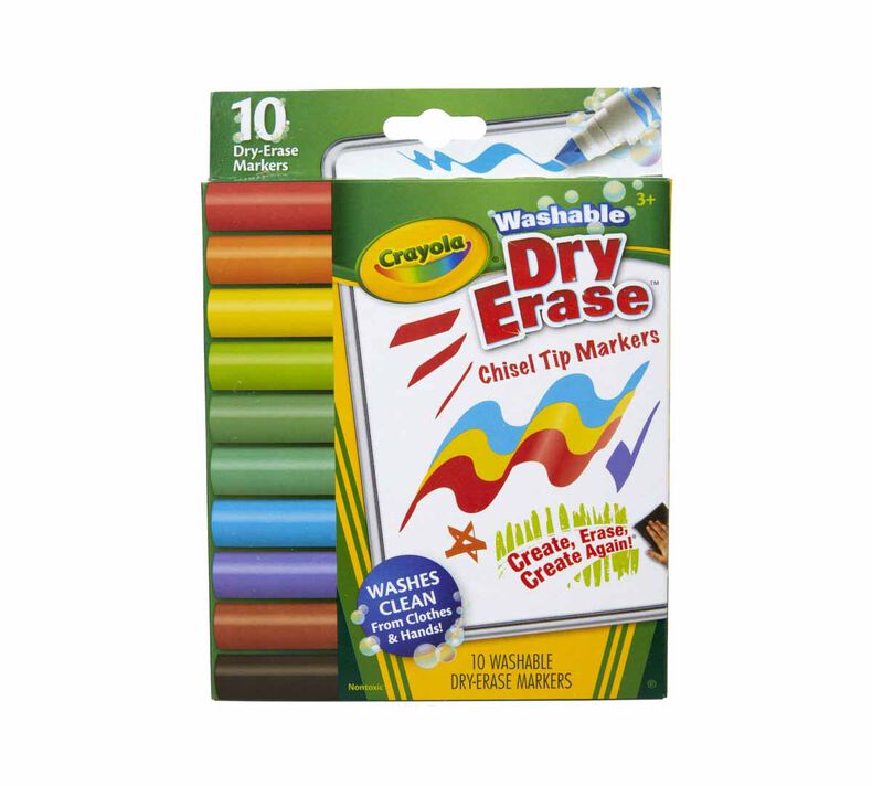 Washable Dry Erase Markers, Wedge Tip, 10 count