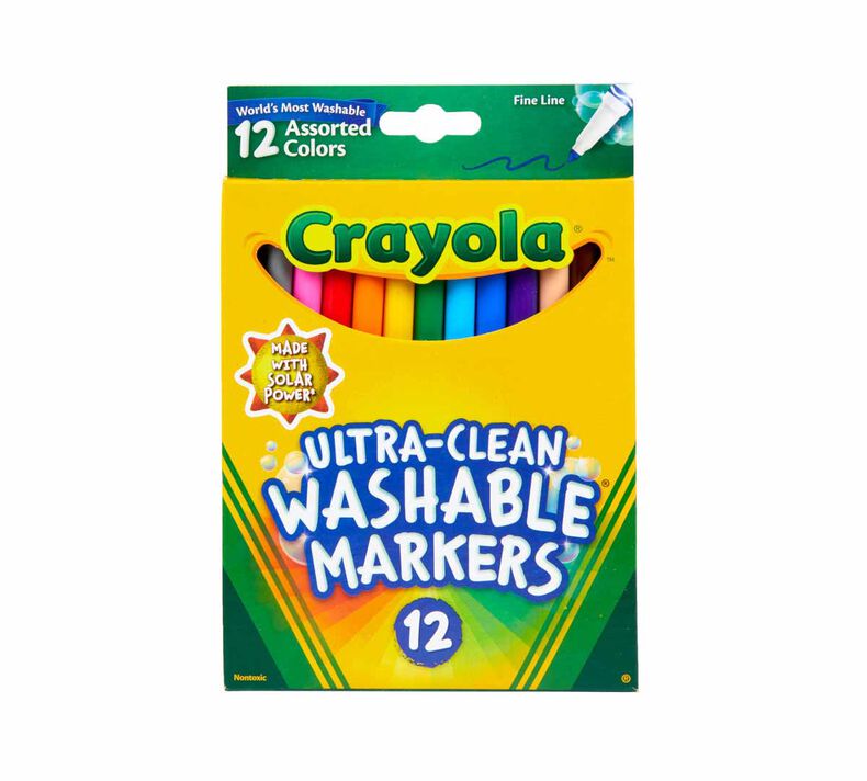 Crayola Ultra-Clean Washable Markers, Fine Line, Assorted Colors