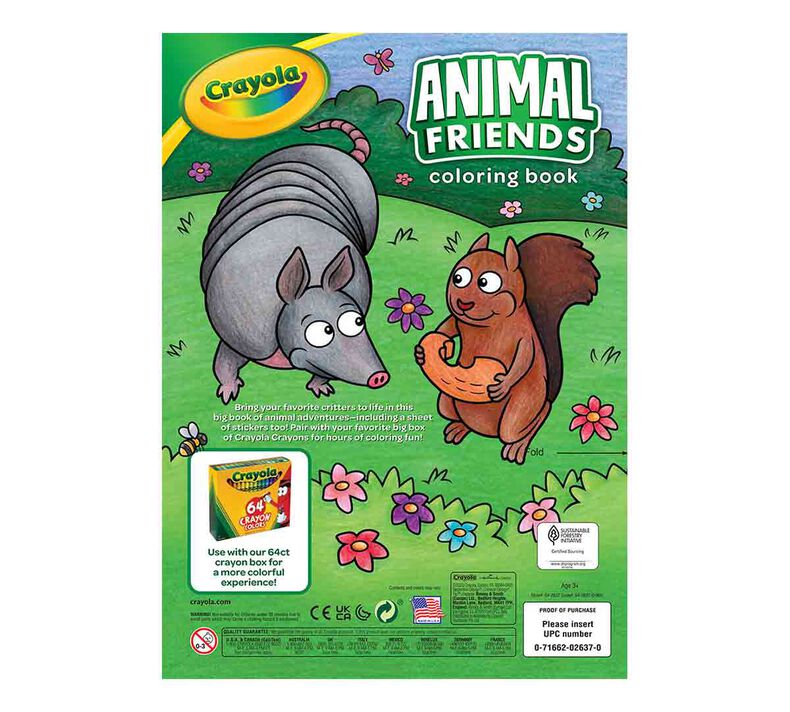 Animal Friends Coloring Book, 96 Pages, Crayola.com
