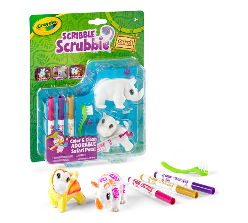 Scribble Scrubbie Safari Animals, Rhino & Hippo, 2 Count