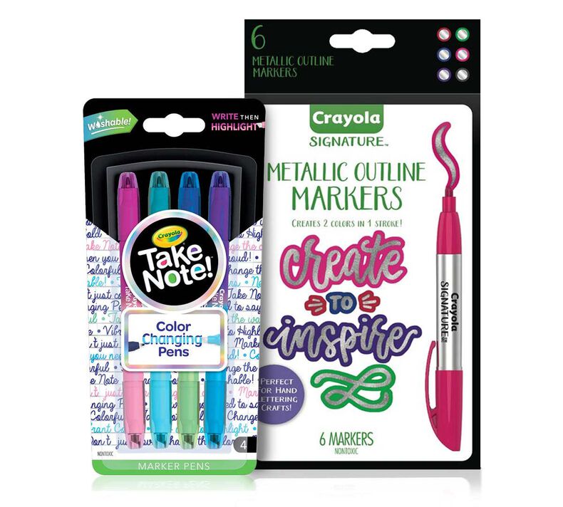 Signature Metallic Outline Paint Markers & Take Note Color Changing Pens