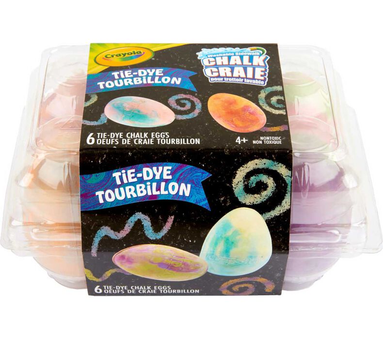Washable Sidewalk Chalk Eggs, Tie-Dye, 6 Count