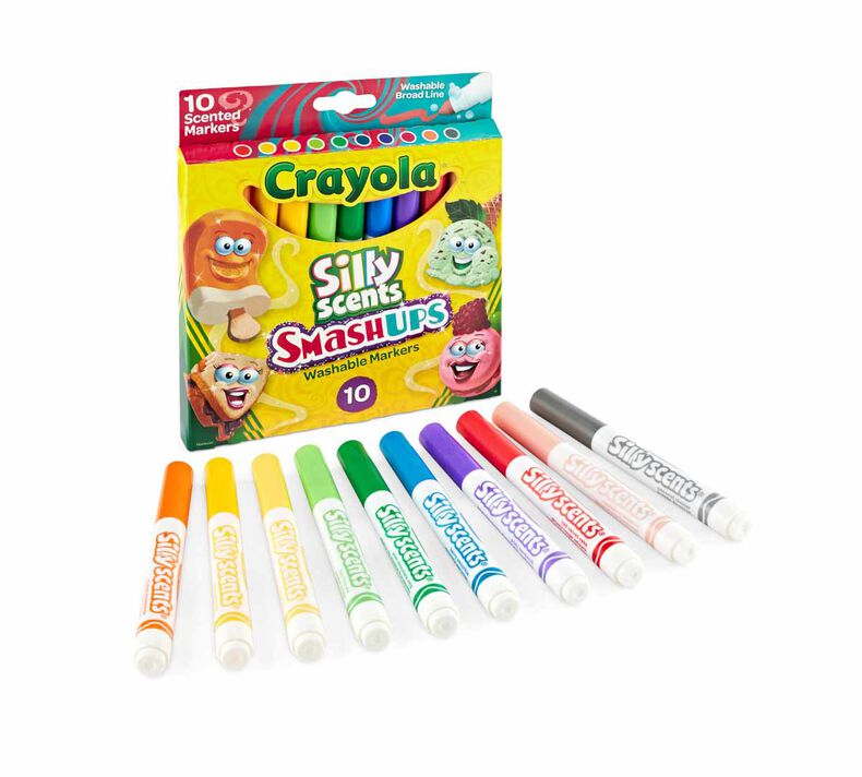 Crayola Silly Scents Smash Up Dual Ended Markers, Broad Tip, Assorted, 10/Pack