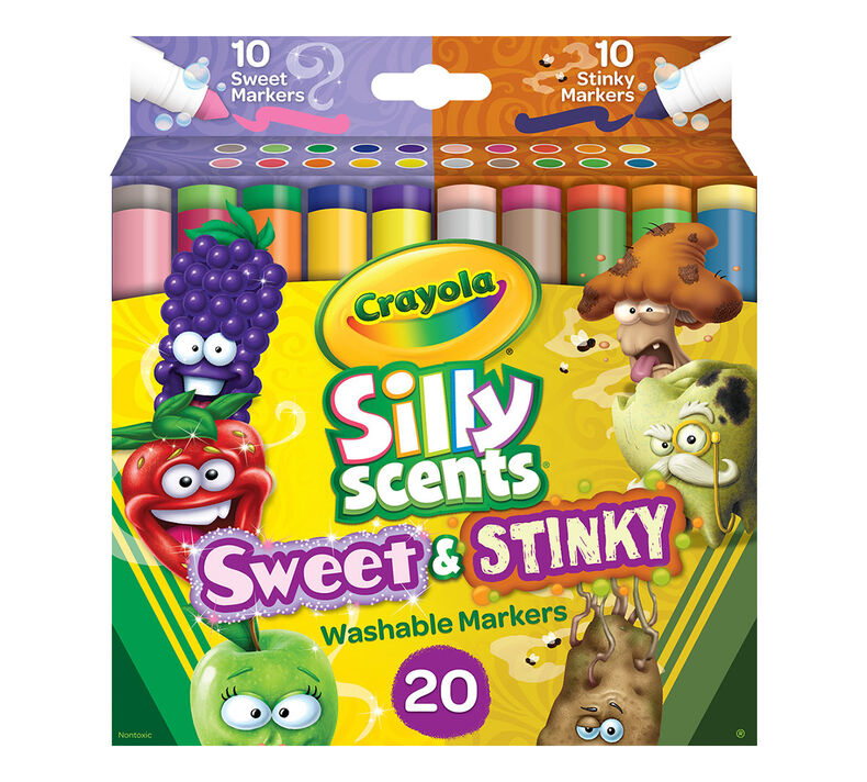 Silly Scents Sweet & Stinky Scented Markers, 20 Count
