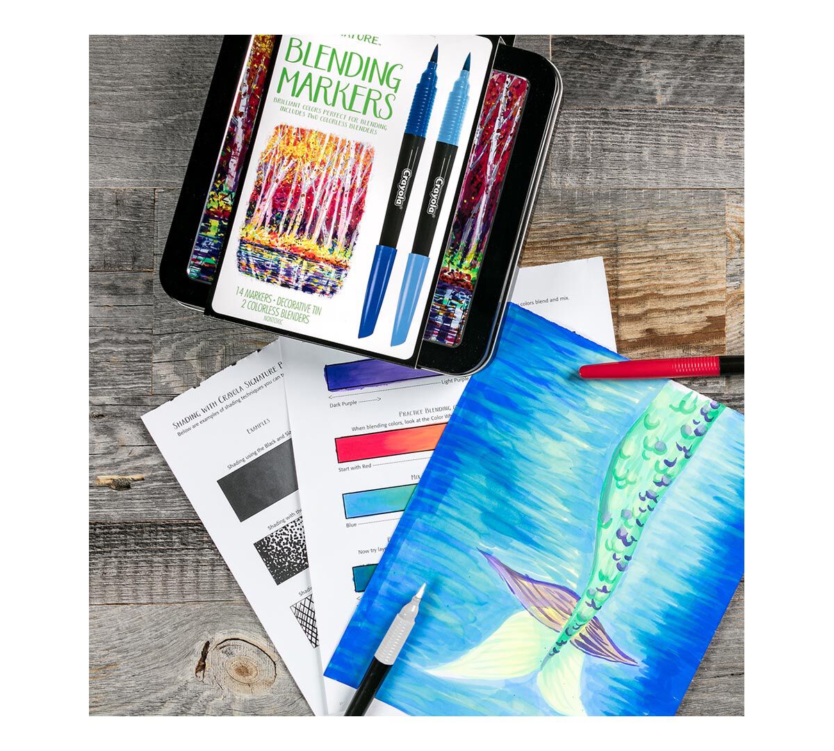 Crayola Signature; Blending Markers; 14 Color Markers and 2 Blending