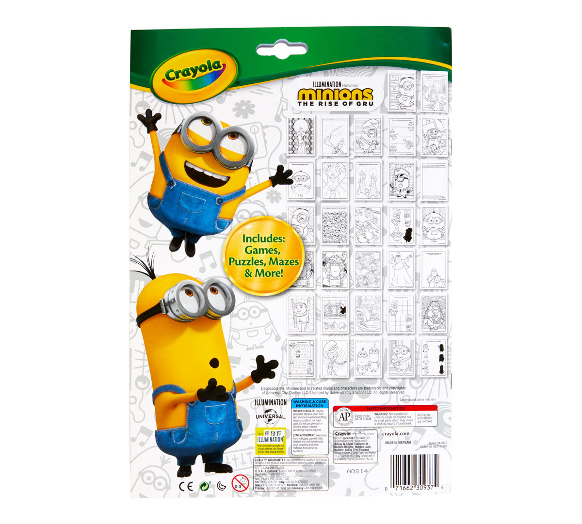 CRAYOLA COLOUR ALIVE MINIONS  MAGIC COLOURING PAGES WITH 7 CRAYONS X2 NEW FPP 
