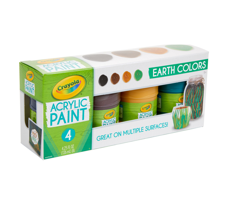 Multi-Surface Acrylic Paint, Earth Colors, 4 Count