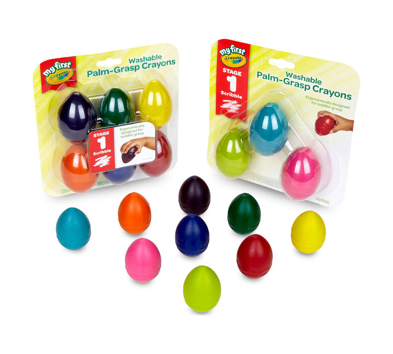 Washable Palm Grasp Toddler Crayons, 9 Count