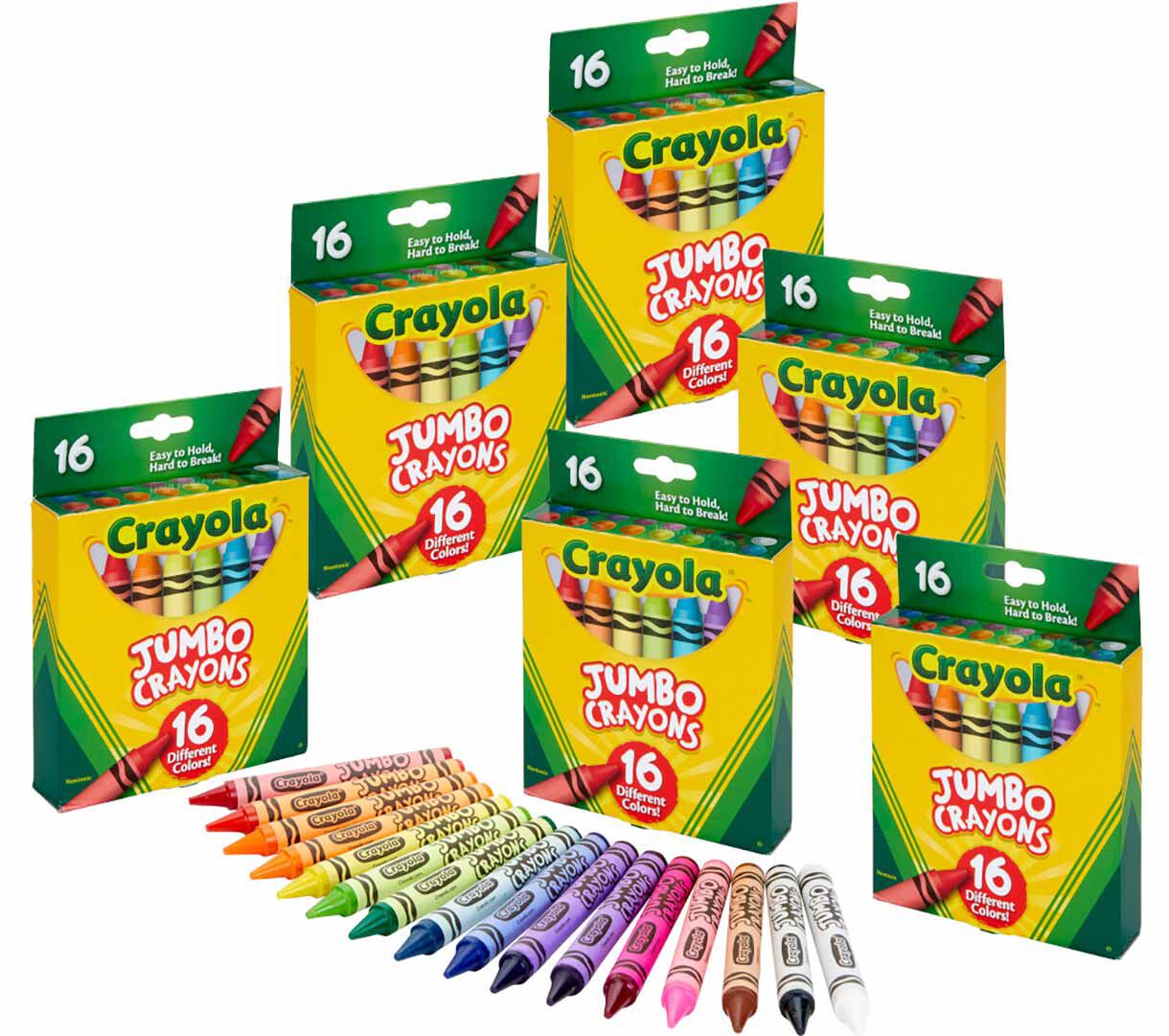 Bulk Jumbo Crayon Set, 6 Boxes of 16 Count Jumbo Crayons