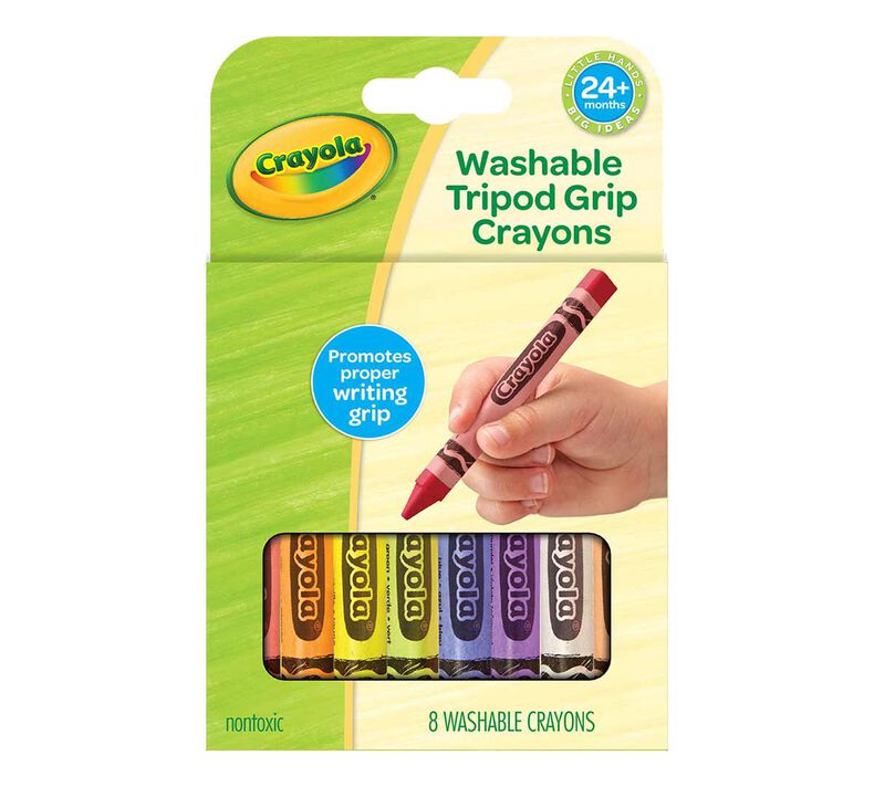 Washable Triangular Grip Crayons, 8 Count