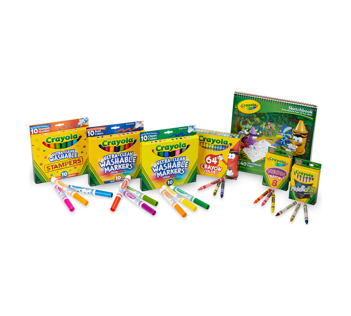 The Crayon and Marker Fun Pack includes many different crayons and