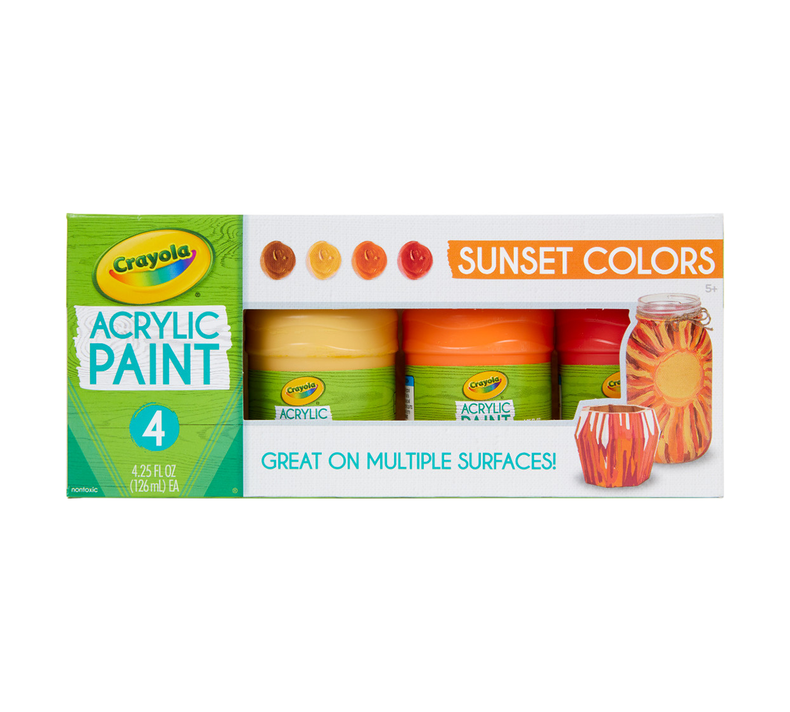 Multi-Surface Acrylic Paint, Sunset Colors, 4 Count