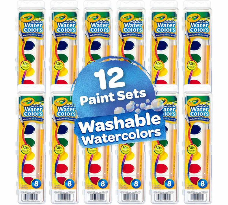 Washable Watercolors, 12 Count, 8 Colors