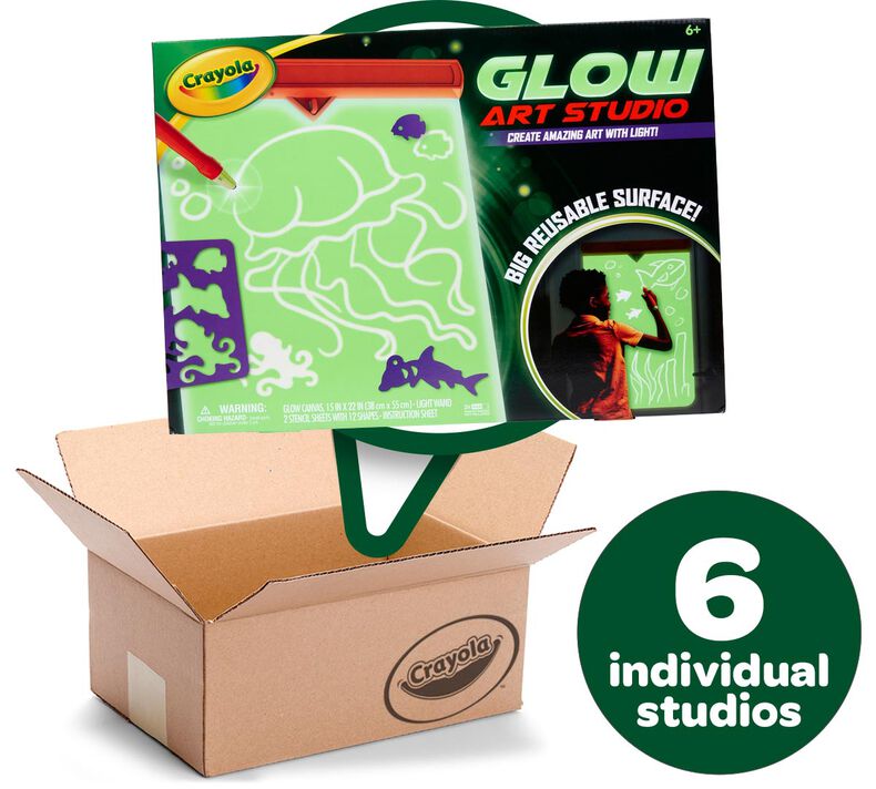 Glow Art Studio, Glow in the Dark Canvas Bulk Case, 6 Individual Studios