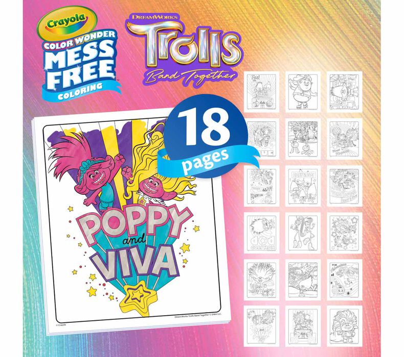 Color Wonder Mess Free Trolls Coloring Pages & Markers
