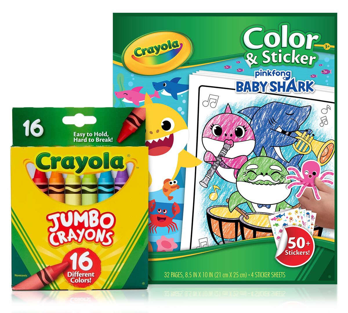 Baby Shark Color & Sticker Book with Jumbo Crayons