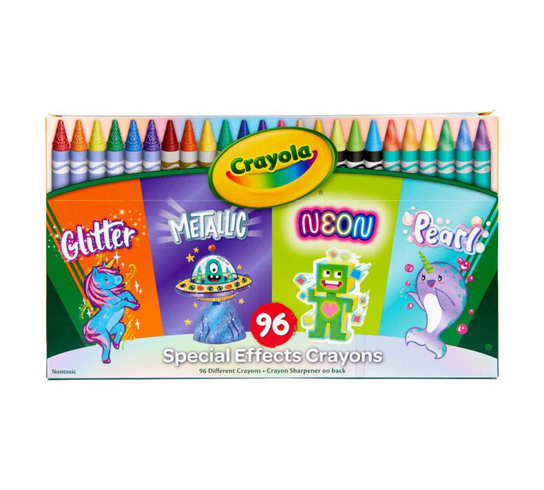 96 Neon, Metallic, Pearlescent & Glitter Crayons