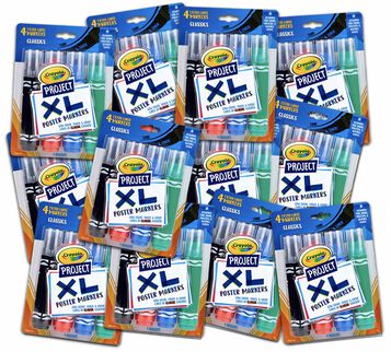 XL Poster Markers, Classic Colors Bulk Case, 12 Individual Boxes, 4 count Each