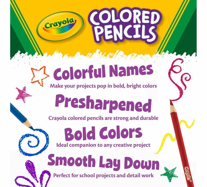 Crayola Colored Pencils 50 Count Nontoxic Bright Bold Colors New