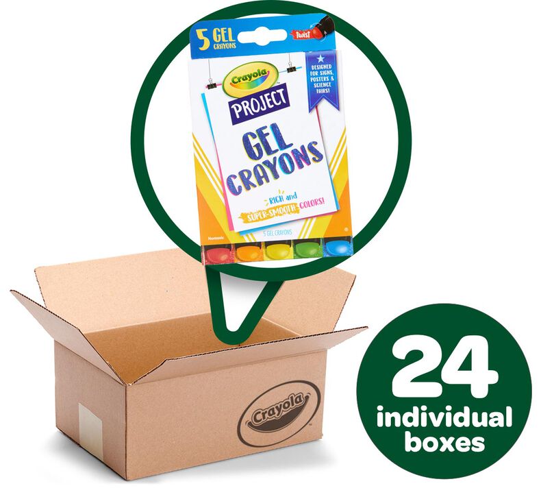 Gel Crayons, Bulk Case, 24 Individual Boxes, 5 count Each