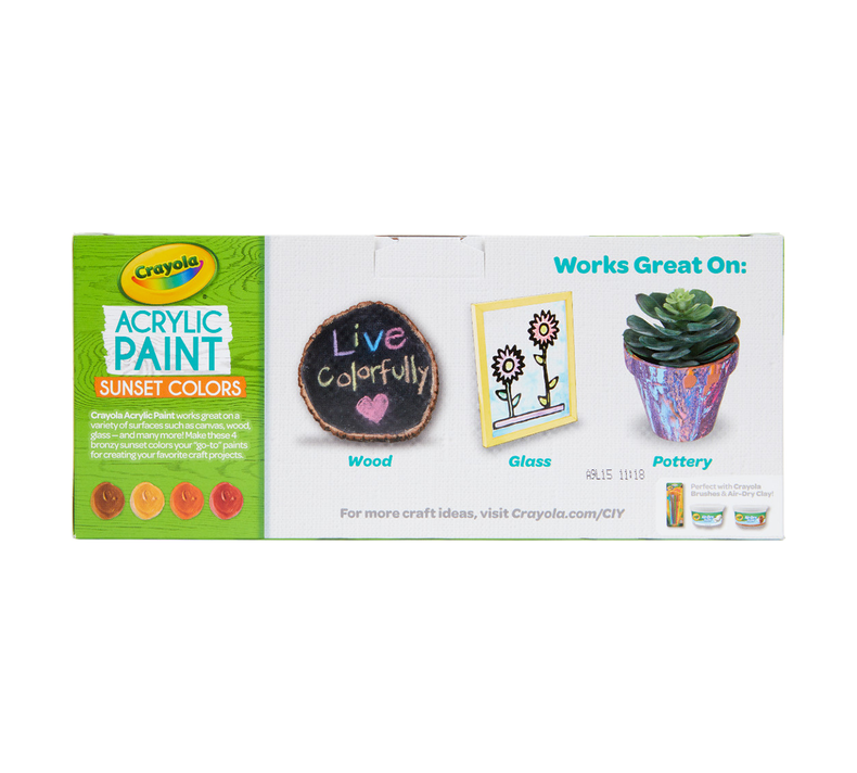 Multi-Surface Acrylic Paint, Sunset Colors, 4 Count