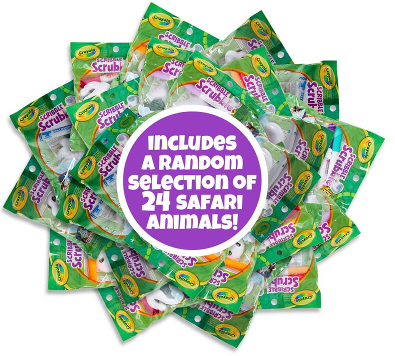 Scribble Scrubbie Safari Animal, Bulk Case, 24 Assorted Bagged 1 Count Pets