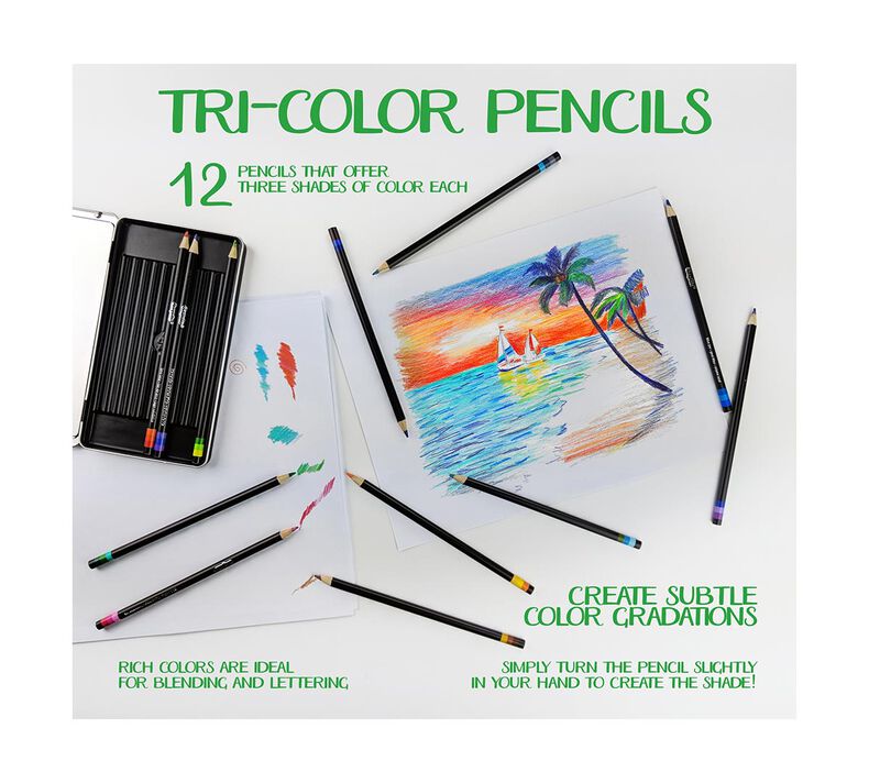Crayola Tri-Shade Colored Pencils with Decorative Tin