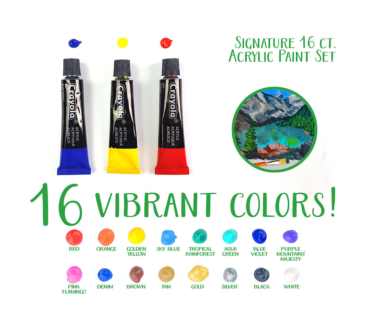 Signature Acrylic Paint Set, 16 Count Crayola